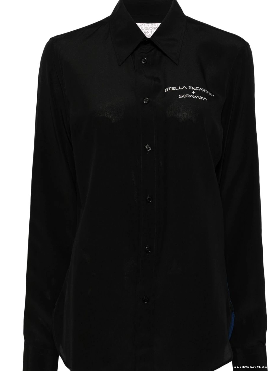 Affordable Sexy McCartney x Robot shirt Stella Sorayama silk Women 0821